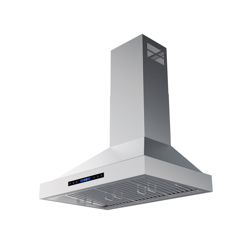 Reidom 30 in. Stainless Steel Wall Mount Trapezium Shape Range Hood with Washable Stainless Steel Baffle Filters and Button Controls
