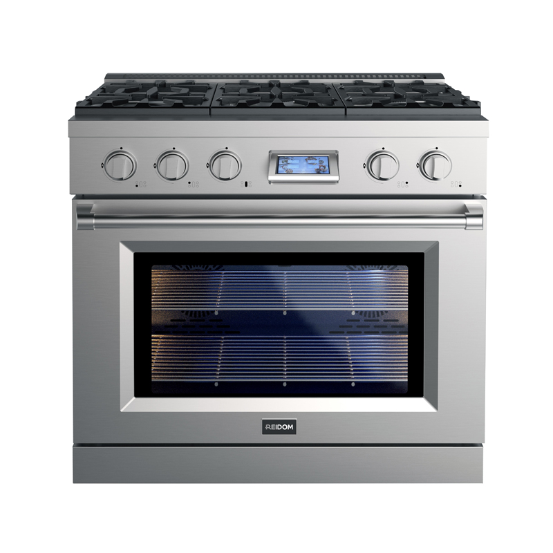 Reidom 36 inch 5.5 Cu.ft  Dual Range with 5 Burner Gas Cooktop and Electric Convection Oven / Flip-style TFT Screen