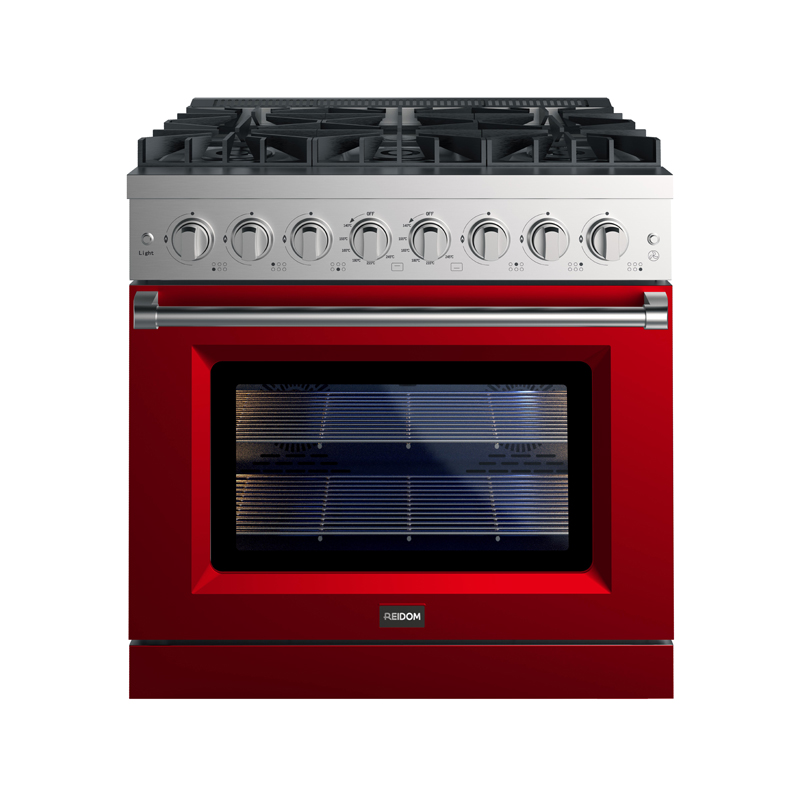 Reidom 36 inch 5.5 Cu.ft  All Gas Range with 5 Burner Gas Cooktop and Gas Convection Oven in Black Painted Coating